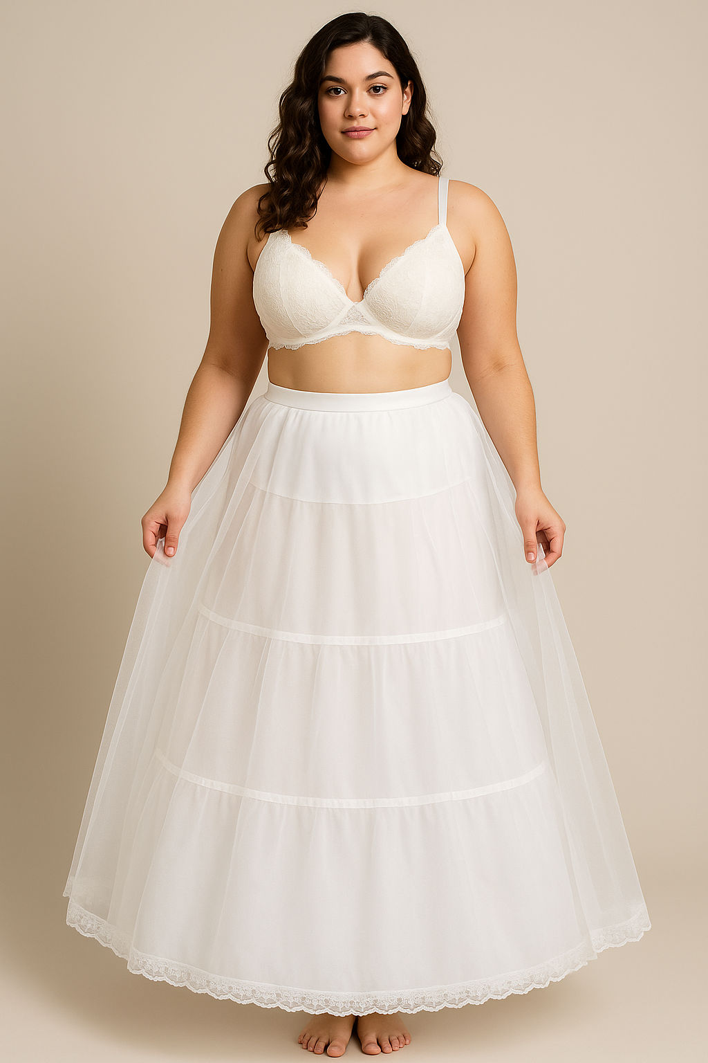 White 3 Steel Hoop Petticoat