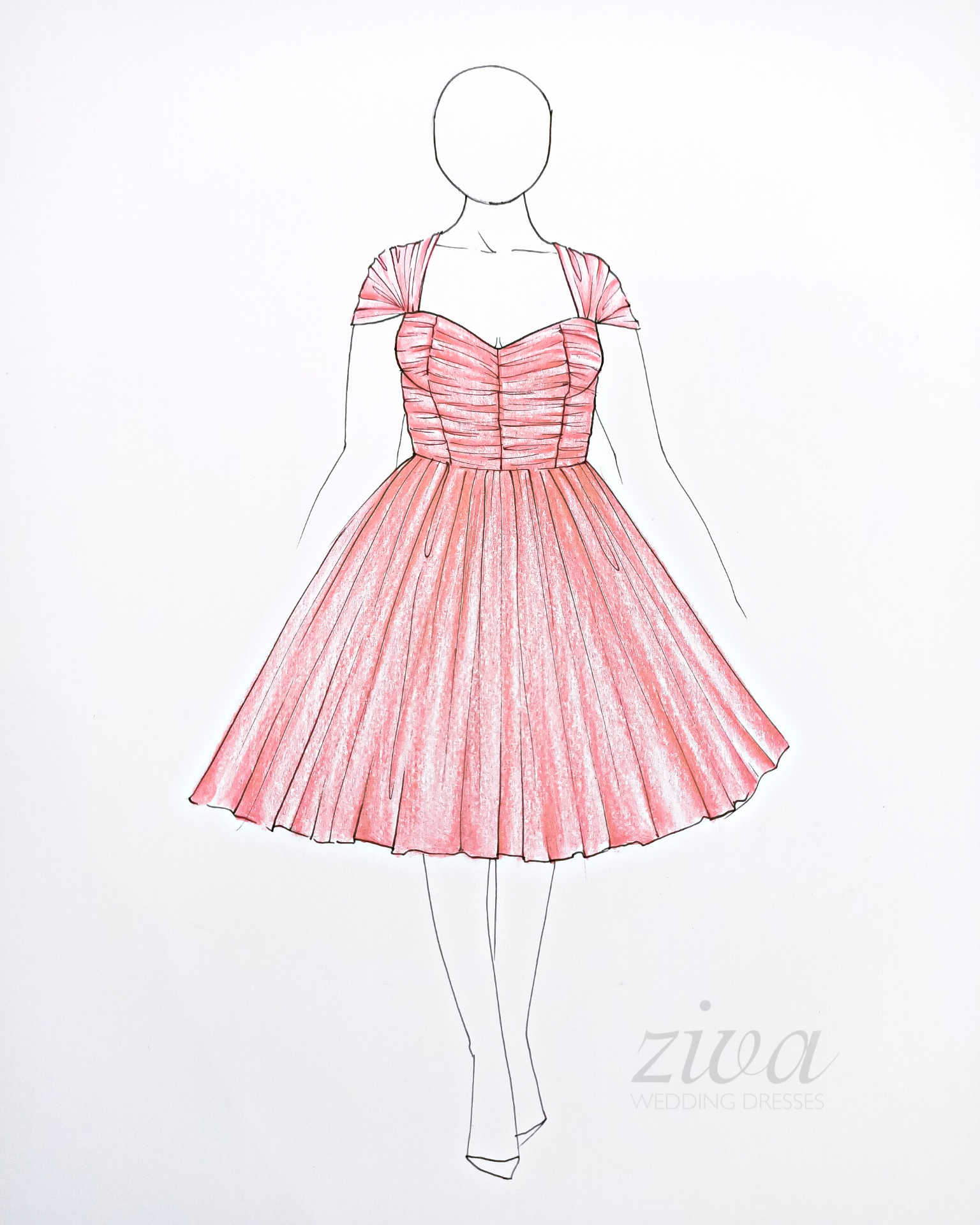 Ziva wedding dress sketch