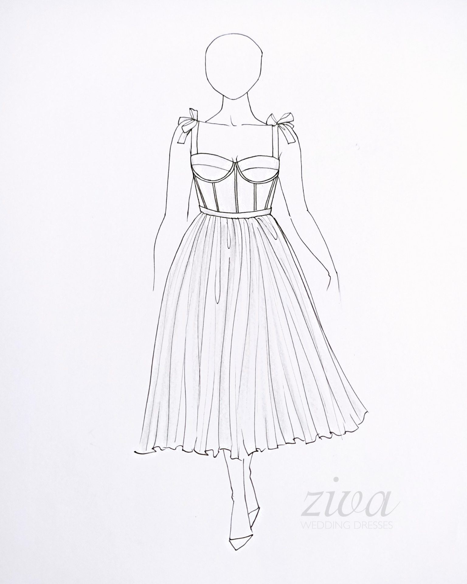 Ziva wedding dress sketch