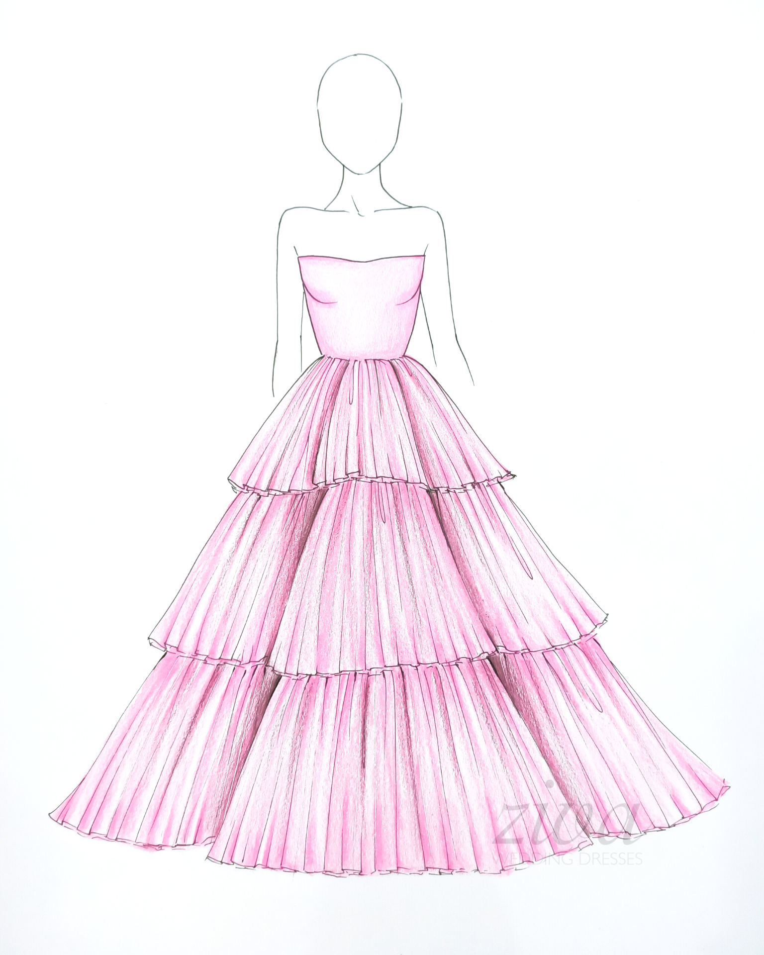 Ziva wedding dress sketch
