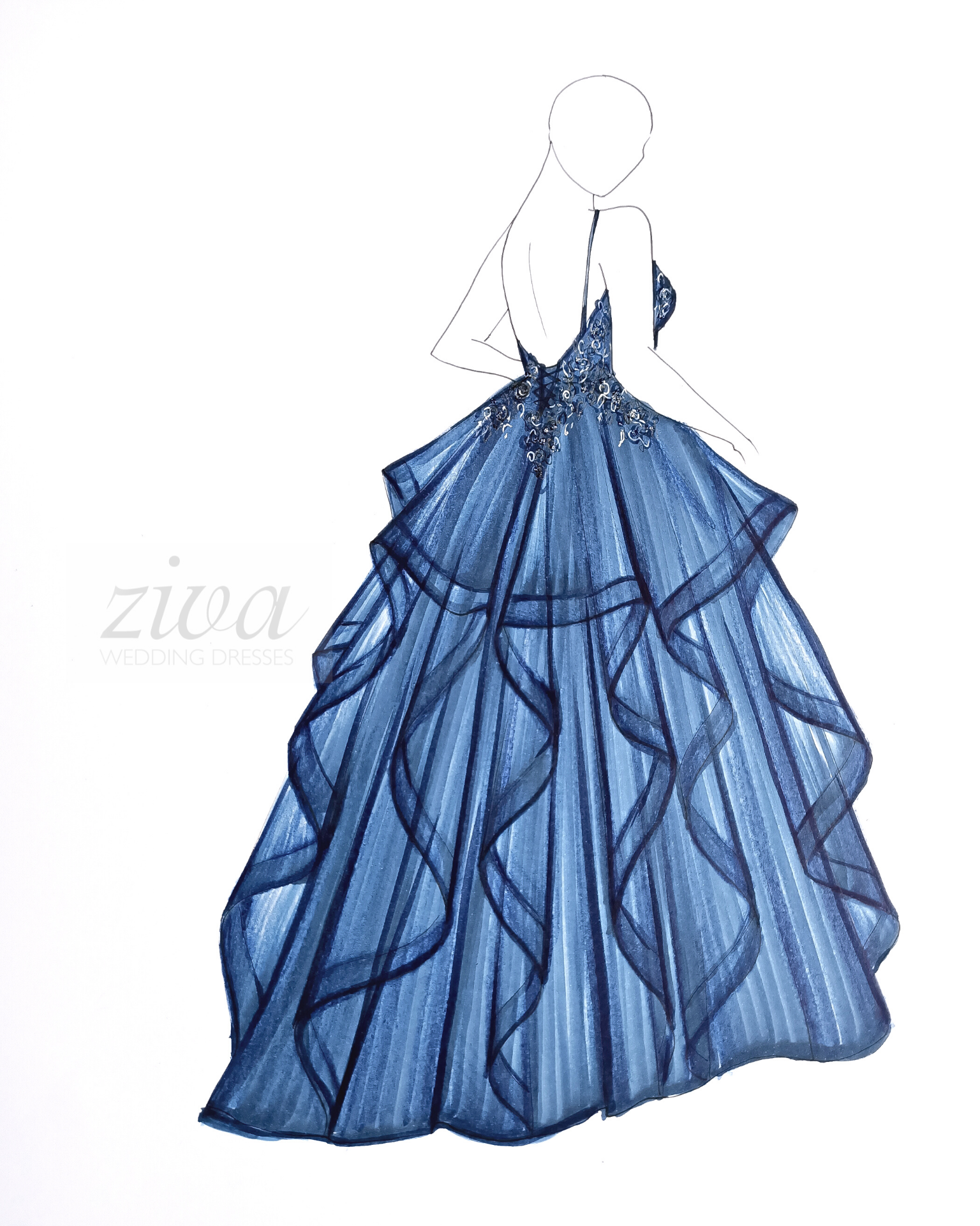 Ziva wedding dress sketch