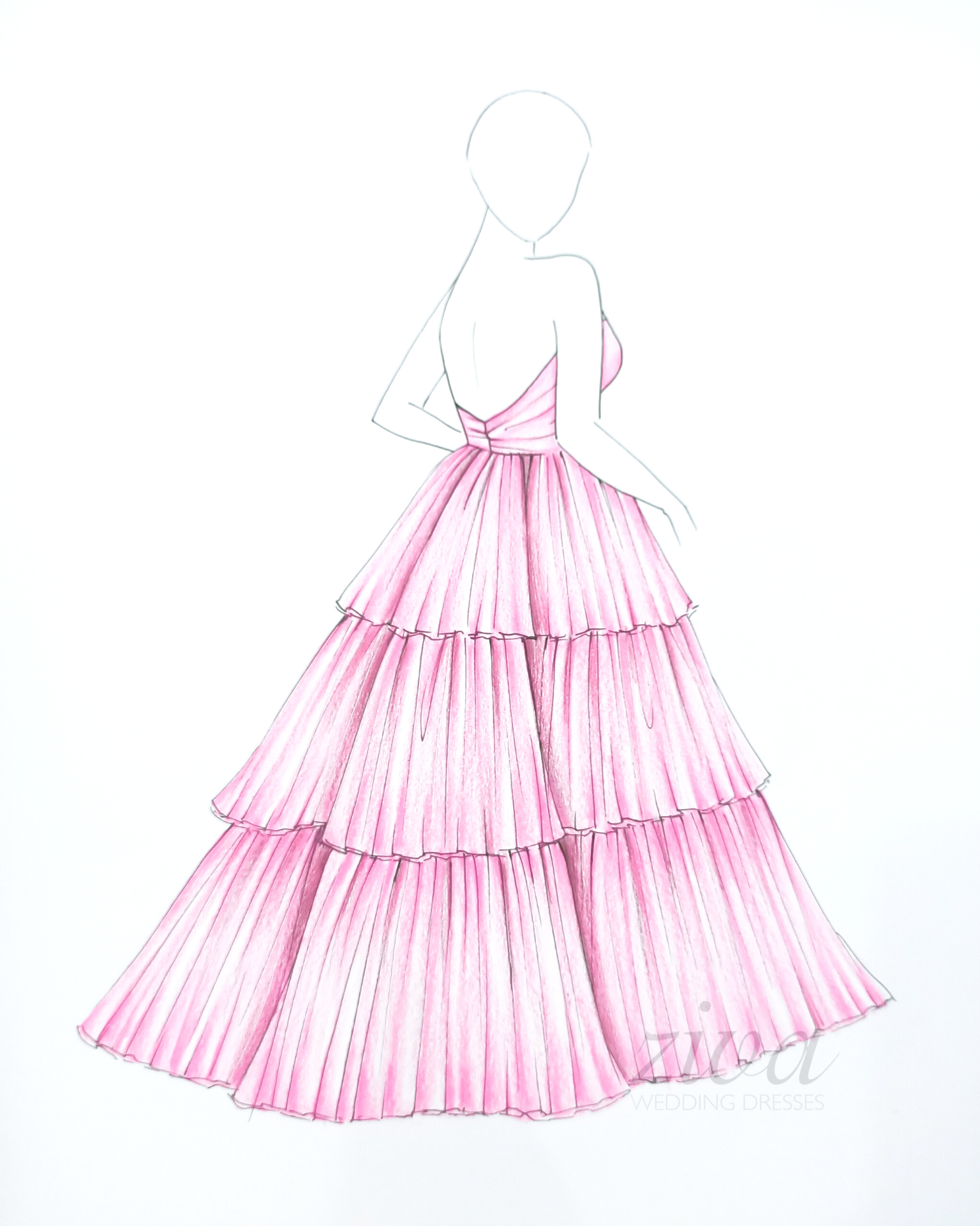 Ziva wedding dress sketch