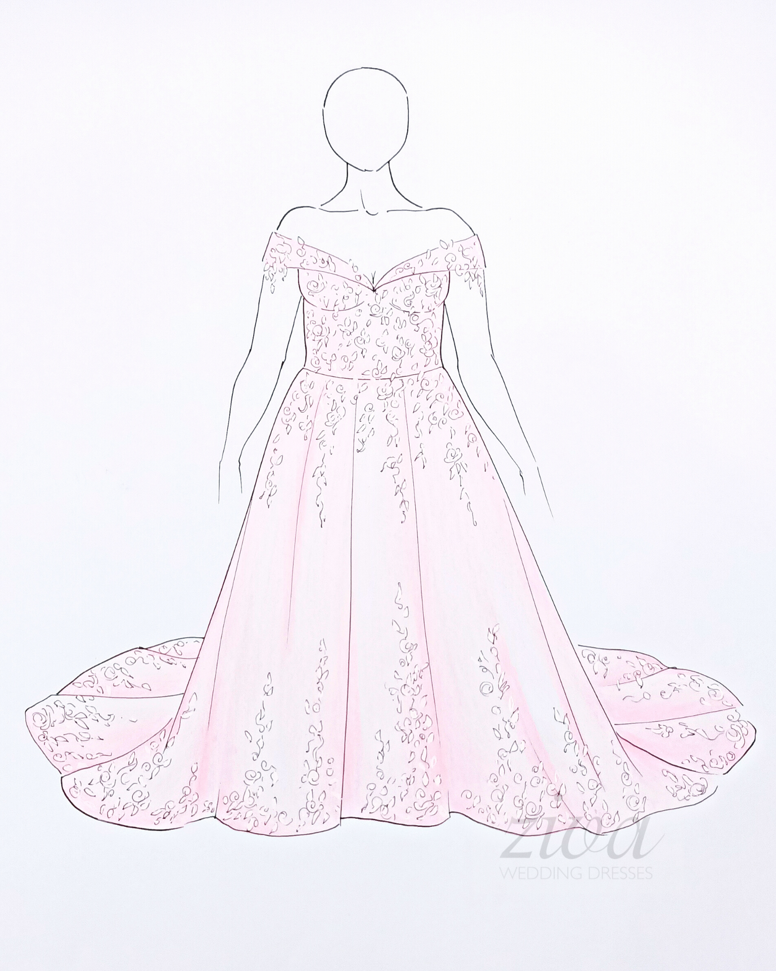 Ziva wedding dress sketch