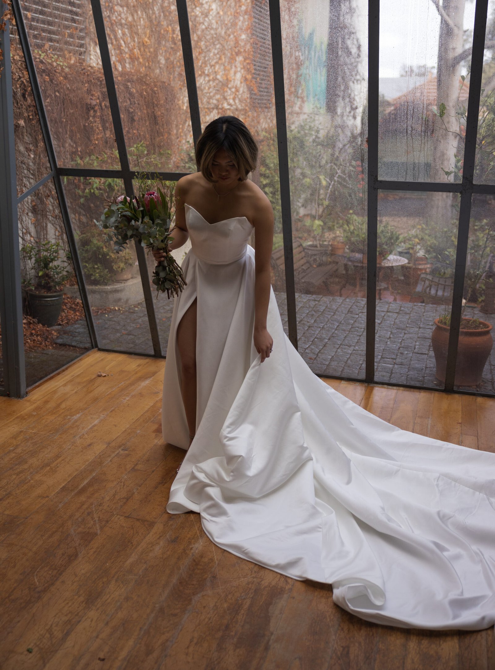 Sweetheart Neckline Satin Wedding Dress - Image 9