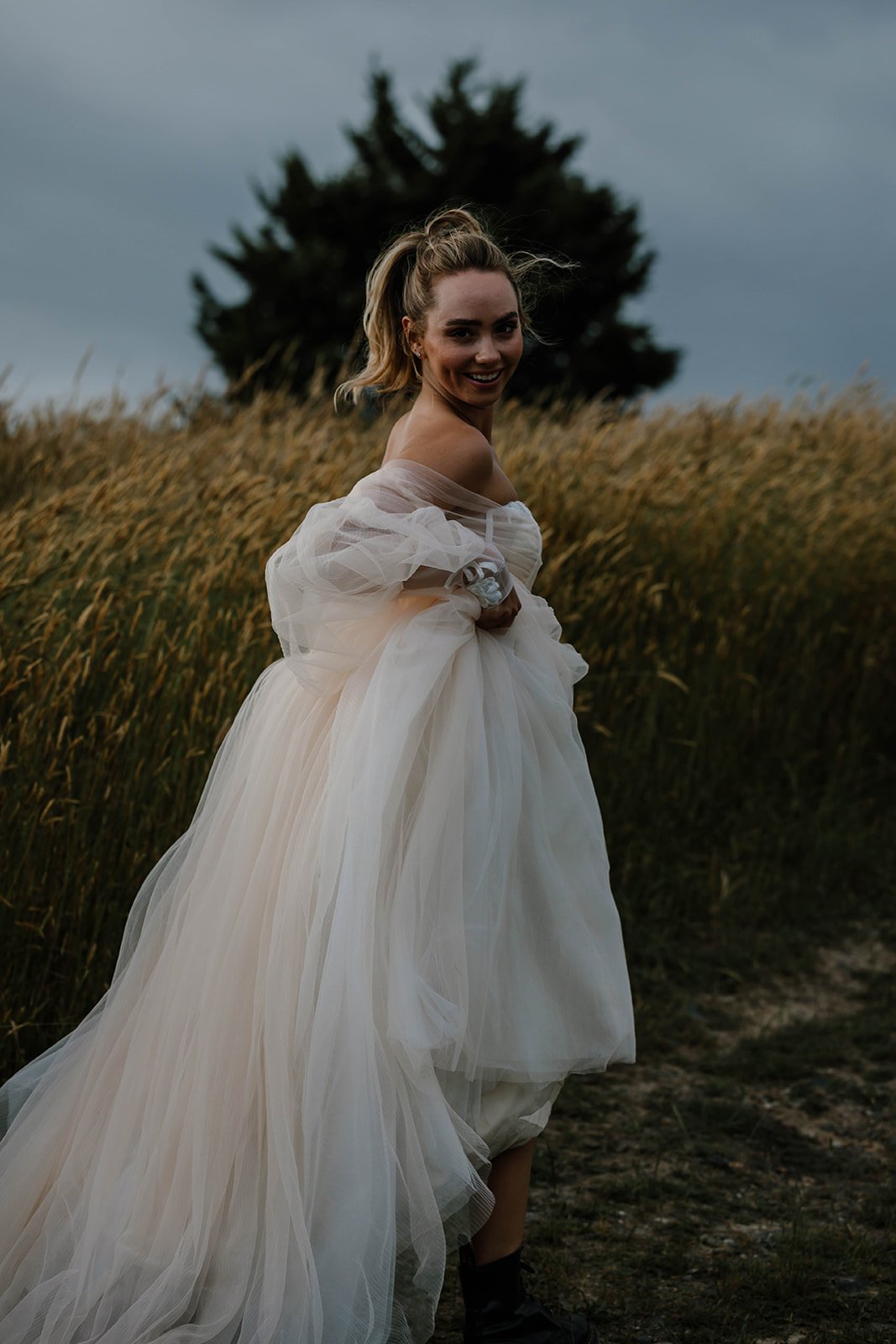 Ziva Peach Tulle Wedding Dress