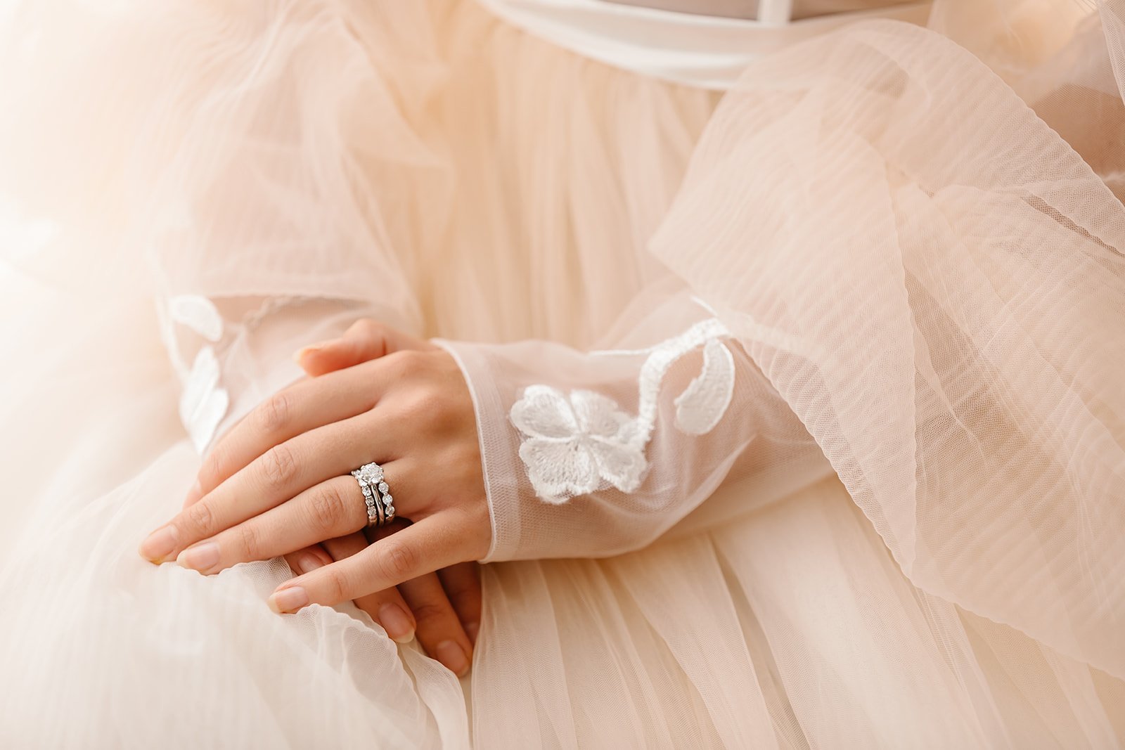 Peach Tulle Boho Wedding Dress - Image 7