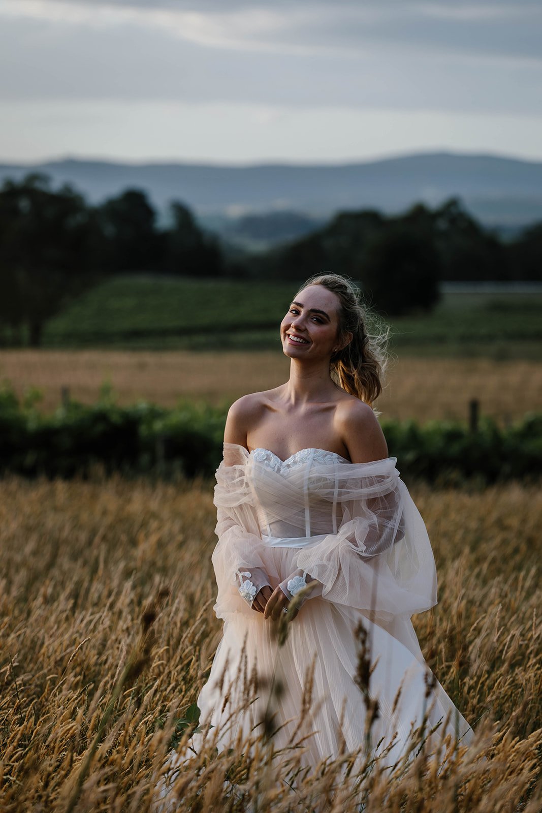 Peach Tulle Boho Wedding Dress - Image 2