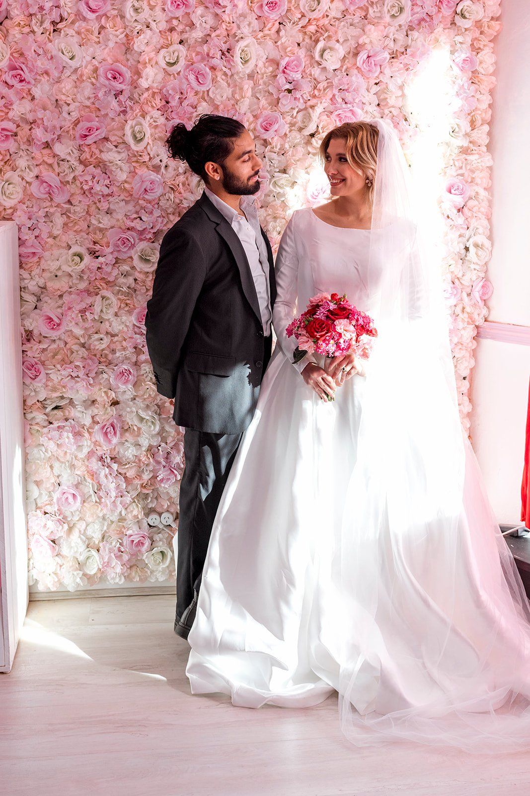 Long Sleeve Mikado Structured Wedding Dress - Image 6