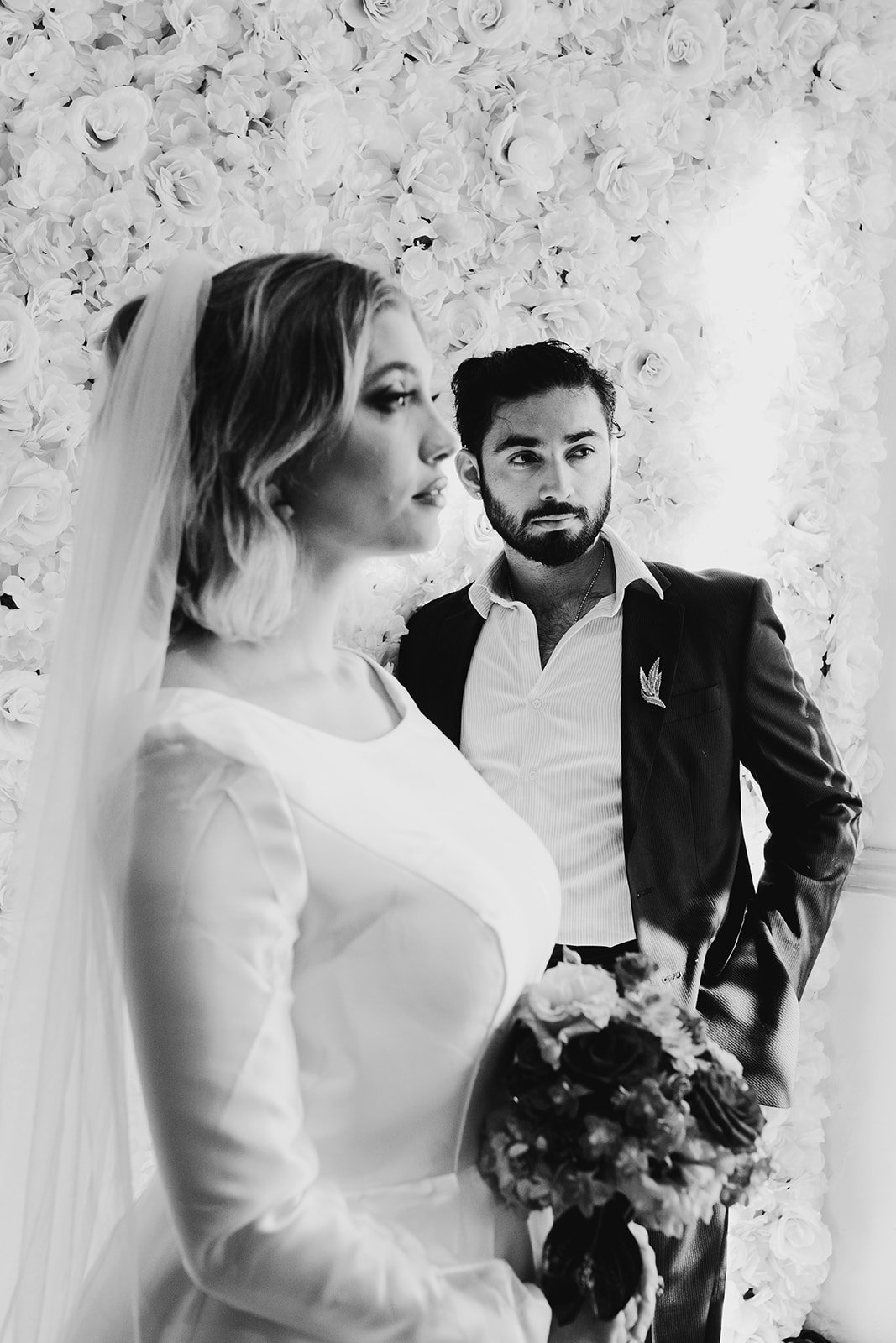 Long Sleeve Mikado Structured Wedding Dress - Image 8