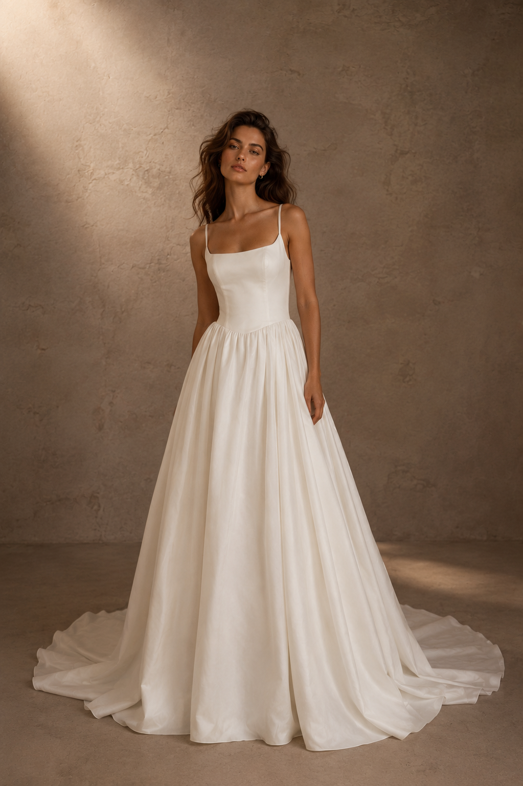 Square Neck Satin A-Line Wedding Dress with Low Back - Image 4